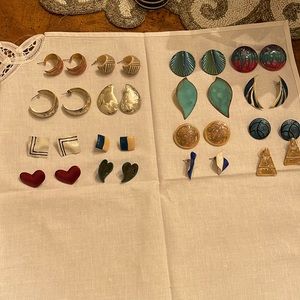 Original 1980’s Geometric Shape and iridescent Earrings